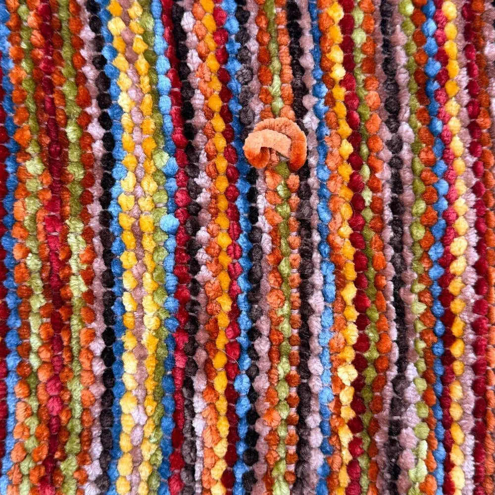 Pier 1 Imports Chenille Throw Blanket 72x56 Multicolor Striped Fringe 72 X 56